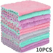 Resim 10 Adet Mikrofiber Bulaşık Bezleri - Çift Taraflı, Çok Amaçlı Temizlik Havluları, Temel Mutfak Aksesuarları 