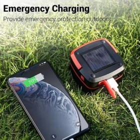 Resim Jouis Kamp Lambası Feneri Akordiyon Güneş Enerjili PowerBank LED Kamp Feneri Suya Dayanıklı Açık Yürüyüş için Kamp Işık Lambası Acil Ev Arka Bahçe Verandası Balkon Teras Fener ve Masa Lambası 