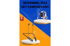 Resim AyrStore Buğz Kablolu Bluetooth Kulaklık ve Kadınlara Özel Bileklik Hediyeli Yeni Nesil Akıllı Saat 3 K 