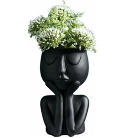 Resim Symbee Kara Resin İçindekili Modern Heykel Vazo, Oturma Odası Dekorasyonu, Kuru Çiçekler İçin, Ev & Ofis, 8.5x15cm Diğer 