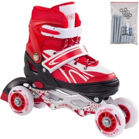 Resim Furkan Toys F-sports Kırmızı Ayarlabilir 2+2 Işıklı Metal Alıştırma Pateni 899DSERI 