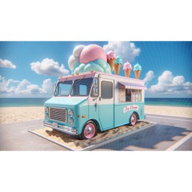 Resim Venspor Renkli Dondurma Kamyoneti Arkaplan, 200x150cm Stüdyo Fonu 