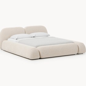 Resim Prag Çift Kişilik Karyola Açık Bej Dokuma Kadife - 200x200 cm 