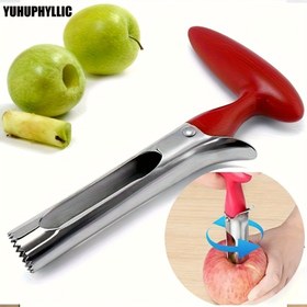 Resim 1 adet YUHUPHYLLIC Paslanmaz Çelik Elma Çekirdeği Çıkarıcı - Ergonomik Sap, Keskin Dişli Bıçak, Armut, Biber, Elma, Ananas için Taşınabilir Meyve Çekirdeği Çıkarıcı - Şarj Gerektirmeyen Manuel İşlem, Manuel Çekirdek Çıkarıcı|Canlı Mutfak Aracı|Taşınabilir Mutfak Eşyası 