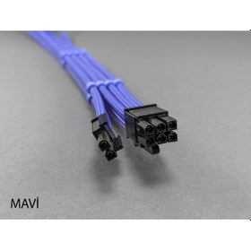 Resim MM 6+2 Pin Sleeved VGA (E.Kartı) Uzatma Kablosu Mavi 