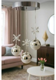 Resim Bohem Aydınlatma Top Sarkıt 3'lü 3renk Led Modern Avize Beyaz/sarı/günışığı Krom 