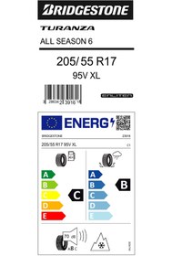Resim BRD Bridgestone 205/55r17 95v Xl Turanza All Season 6 C-b-70 4 Mevsim Enlıten Lastiği (üretim Yılı: 202 
