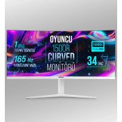 Resim WRP34-165-W 34" 165HZ 1ms Rgb Curved (Hdmı + Display Port) Freesync + G-Sync (3440*1440) Wqhd Oyuncu Monitörü - Beyaz 