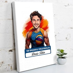 Resim Karikatürlü En Başarılı Erkek Voleybolcu Kanvas Tablo 