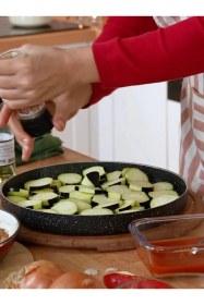 Resim Yuvarlak Granit Fırın Tepsisi 28 Cm, Alüminyum Gövde, Hafif Ve Dayanıklı Yapışmaz Siyah 