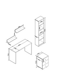 Resim Olven Raflı Çalışma Masası , Kitaplık Ve Keson Seti , Beyaz - Meş 