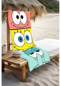 Resim Dijital Baskı Plaj Deniz Havlusu Sünger Bob Desenli Peştamal Hvl0203 Renkli 