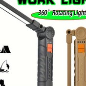 Resim 1 Adet Şarj Edilebilir USB LED Çalışma Işığı, Katlanabilir COB Yanıp Sönen El Feneri, Ev, Depo, Acil Durumlar ve Kamp İçin Manyetik Tabanlı Taşınabilir El Feneri (Haki/Siyah) 