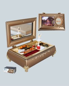 Resim Beta Moda Hub Müzikli Balerin Figürlü Takı Kutusu Piyano Desenli Dekoratif 