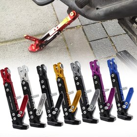 Resim 1pc Ayarlanabilir Alüminyum Alaşım Motosiklet Üç Ayak, Kaydırmaz, Özel Yükseklik, Sağlam CNC Yapısı, Sokak-Spor Bisikletleri, Off-Road Araçları, Bisikletler için Destek Braketi ile 