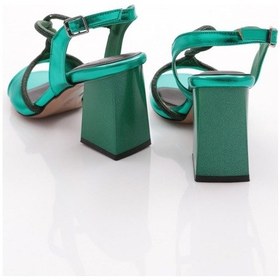 Resim Dgn 808-23y Kadin Bantli Silver Taşli Burgu Aksesuarli Topuklu Sandalet 808-1922-R12454 Yeşil 