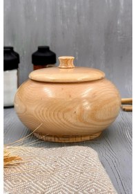 Resim Kapaklı Ahşap Şekerlik Çerezlik Baharatlık Çok Amaçlı Kapaklı Kas 