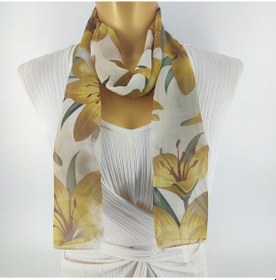 Resim Paredora Lilyum Sarı Krem Uzun Fular Çok Renkli 