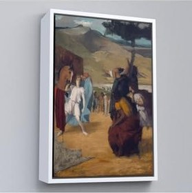 Resim Ahşap Çerçeveli Edgar Degas - İskender Ve Bucephalus Tablosu 55 x 75 cm Beyaz Çerçeve, TTÇ.KNV8056FRM 
