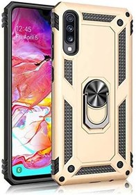 Resim Nevarium Huawei P Smart Pro 2019 Uyumlu Kılıf Tank Yüzüklü Yüksek Korumalı Silikon - Gold 
