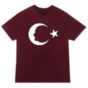 Resim Gazi Mustafa Kemal Atatürk Baskılı T-shirt BORDO 2XL 