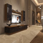 Resim Decoraktiv Trendstyle 5DS Mdf Tv Ünitesi Tv Sehpası - Ceviz - Siyah Mermer 