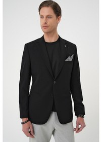 Resim Efor Slim Fit Mono Yaka Fleto Cepli Çift Yırtmaçlı Casual Siyah Ceket C 710 Siyah 