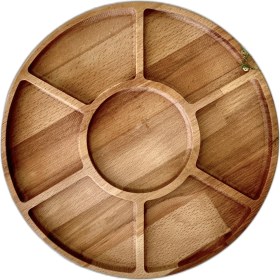 Resim Decorium Wood Decorium Ahşap 7 Bölmeli Çerezlik Kahvaltılık Sunum Tabağı 