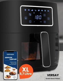 Resim GoldMaster Versay 1700w Xl Dokunmatik 8 Ön Ayarlı Cam Kapaklı Hazne Aydınlatmalı Airfryer Sıcak Hava Fritözü 