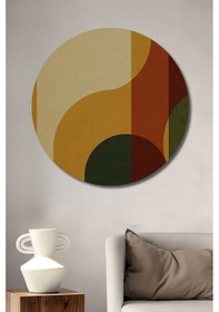 Resim Retro Soyut Geometrik Sanat Ahşap Dekoratif Tablo Yuvarlak Duvar Tablosu-74-302--- 45 X 45 