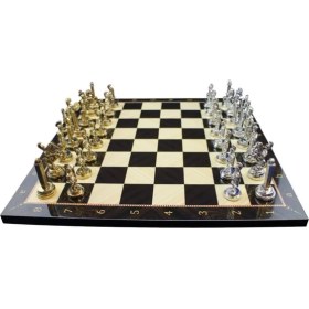 Resim Boy Metal Roma Satranç Takımı Parlak ve Ceviz Tahtası 