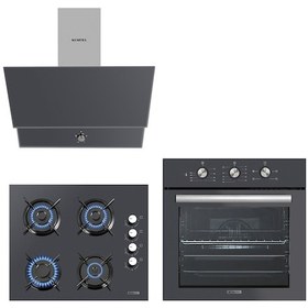 Resim Kumtel B66-SF2 MT - KO-40 TAHDF - DA6-830 Kristal Antrasit Cam Ankastre Set 