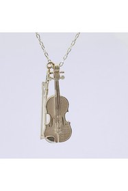 Resim BUTİK GÜMÜŞ 925 Ayar 3d Keman Ve Yay Kolye, Enstrüman, Müzik, Kadın, Erkek (BG-KLY-713) 