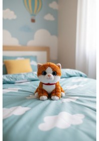 Resim Miyavlayan Peluş Kedi 25 Cm - Yumuşacık Tüylü Sesli Uyku Arkadaşı Ve Hediye Kedi Oyuncak Turuncu 