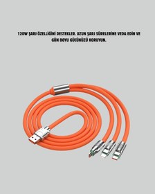 Resim Hnrlıshp Çinko Alaşımlı Uçlu 120 W Şarj Kablosu Dolaşmaya Dalı 1,2 M Usb Kablo 