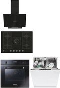 Resim Hoover HOT3051BI Fırın+HVG74K3B 75 cm Ocak+HDG6C1GBTK Davlumbaz+HI 3E7L0S-17 Tam Ankastre Bulaşık Makinesi 