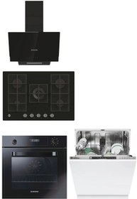 Resim Hoover HOT3051BI Fırın+HVG74K3B 75 cm Ocak+HDG6C1GBTK Davlumbaz+HI 3E7L0S-17 Tam Ankastre Bulaşık Makinesi 