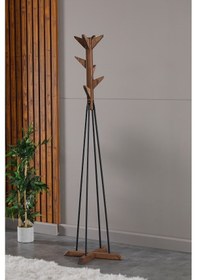 Resim Ayaklı Elbise Askısı Portmanto Askılık Ceviz Rengi Diğer 