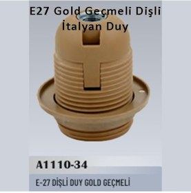 Resim 30 Adet E27 Gold Geçmeli Dişli İtalyan Duy 