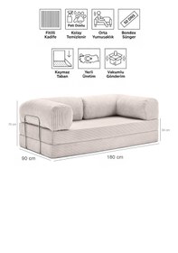 Resim Fitilli Kadife Yıkanır Silinir Pratik Yer Yatağı 50 Dns Bondex Krem 90x180 Kanepe 