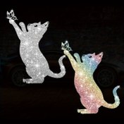 Resim Parlak Sevimli Bir Kedi ve Kelebek Sticker'ı, Araba Kamyon Dizüstü Bilgisayar Duvar Dekorasyonu için Uygundur 