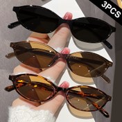 Resim 2/3 adet Retro Oval Kadın Moda Gözlükleri, Moda Kedi Gözü 90'lar Güneş, Kadınlar için Uygun - Polikarbonik Çerçeve ve Anti-Reflektif PC Lensler - Şık ve Dayanıklı Gözlükler, ve Aktiviteler için, Hafif, Sürüş, Dekoratif Moda Gözlükler 