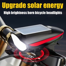 Resim Güneş Enerjili LED Bisiklet Farı ve Çan - USB Şarj Edilebilir, IPX4 Su Geçirmez, Dağ ve Yol Bisikletleri için Yüksek Parlaklık, Bisikletin Koluna Kolaylaştırılmış Montaj, Dış Mekan Bisikleti ve Gece Sürüşü için Mükemmel, Bisiklet Aksesuarları 