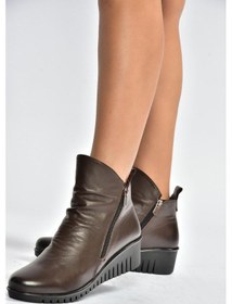 Resim Fox Shoes V324200303 Kahverengi Hakiki Deri Dolgu Tabanlı Kadın Bot Kahverengi-hakiki Deri 