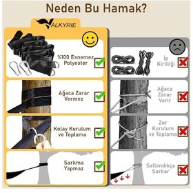 Resim Valkyrie Çift Kişilik Xl 260x150cm Kemerli Kolay Kurulabilir Kanvas Hamak Çantalı Mavi Mavi - Yeşil 