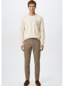 Resim Altınyıldız Classıcs Erkek Vızon Pamuklu Slim Fit Dar Kesim Armürlü 5 Cepli Esnek Pantolon Vizon 