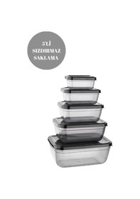 Resim Sızdırmaz Saklama Kutusu 5'li Saklama Kabı 400-800-1400-2300-4000 Ml Siyah 