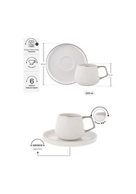 Resim Karaca Streamline Saturn 6 Kişilik Kahve Fincanı Takımı 100 ml Platin 