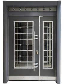 Resim Çelik Kapı Modelleri Antrasit Düz Camlı Model Bina Kapısı Sol 
