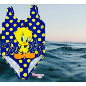 Resim Lolliboomkids Kız Çocuk Puantiye Tweety Baskılı Lacivert Sarı Askılı Mayo Sarı - Mavi 